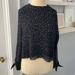Zara sheer lined black with white polka dots blouse.
